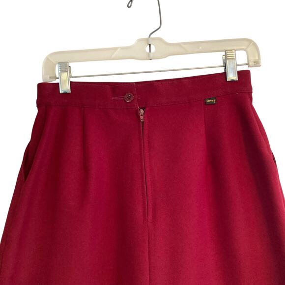 Vintage 80s Levis Maroon Red Dacron Polyester Office Straight Skirt Size XS - Picture 6 of 15